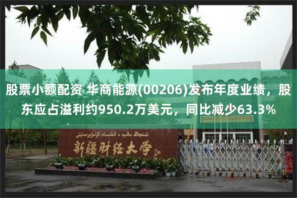 股票小额配资 华商能源(00206)发布年度业绩，股东应占溢利约950.2万美元，同比减少63.3%